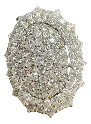 4.60 Ct Natural Pave Set Diamond Cocktail Ring , Large Oval Shape 18K White Gold