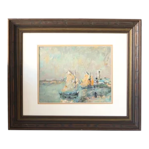 Impressionistic French Harbor Painting