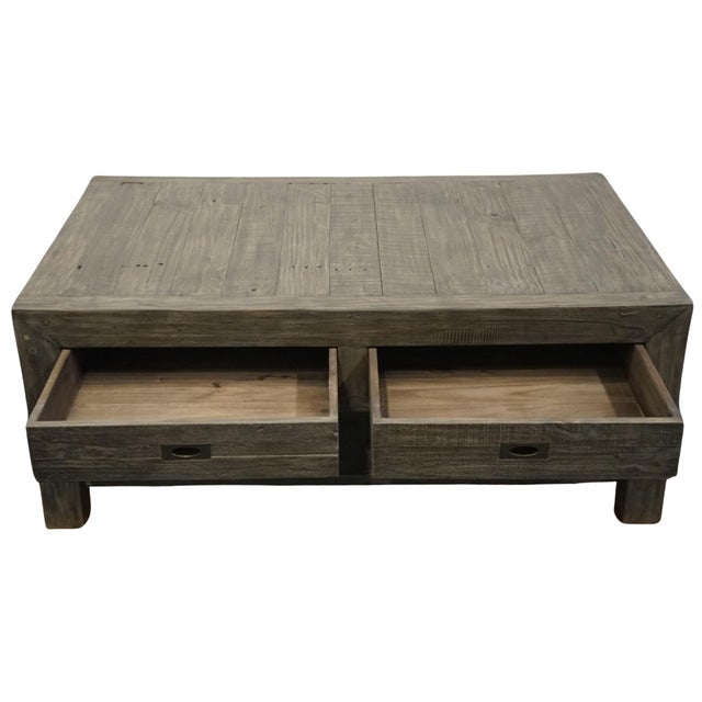 Early 21st Century West Main Home Ashford Collection Contemporary Farmhouse Style 50" Reclaimed Wood Accent Coffee Table - Dark Gray Finish For Sale - Image 5 of 10