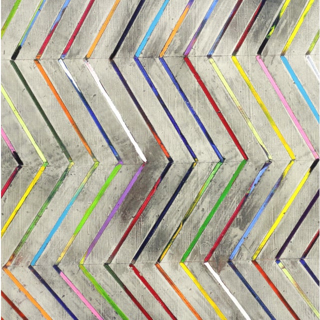Zig Zag - Original Layered Thick Paint Textured Oil Painting by Petra Roes-Nickel For Sale - Image 4 of 8
