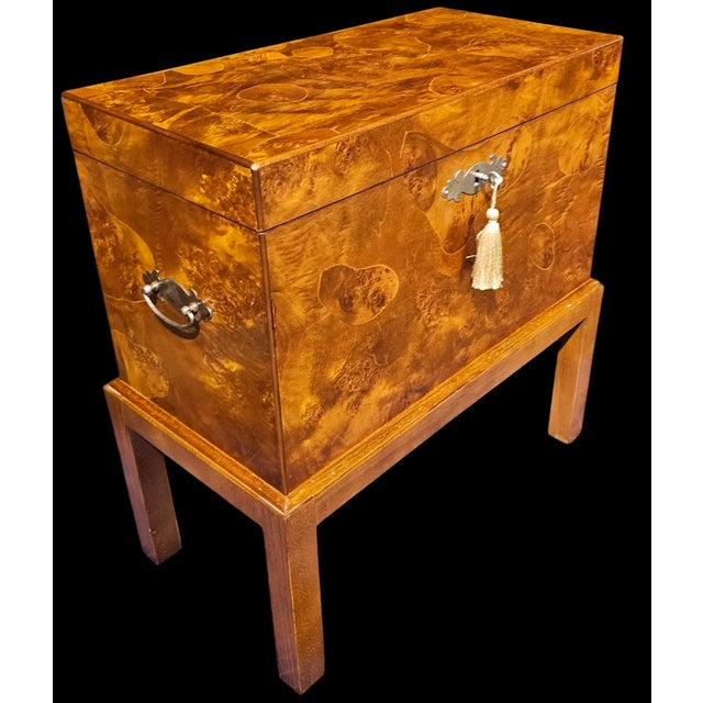 Vintage Burlwood Chest on Stand For Sale - Image 4 of 6