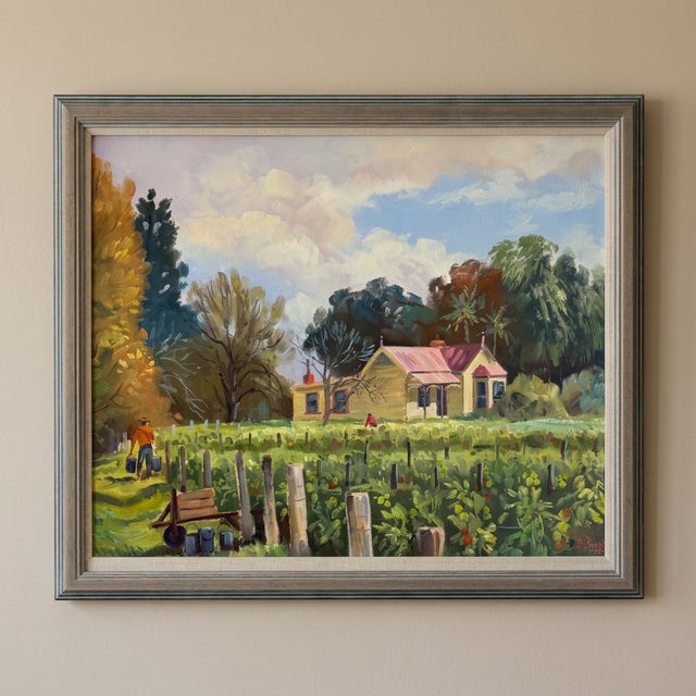 E. Papps Original Oil Painting Cottage in the Field – Signed Original oil on canvas by New Zealand artist E. Papps |...