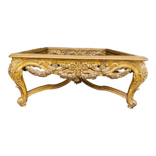 Early 20th Century Gold Gilt Carved Wood Baroque Style Coffee Table Base For Sale