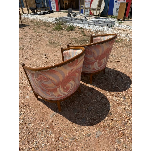 1940s 1940s French Art Deco Barrel Back Club Chairs - A Pair For Sale - Image 5 of 12
