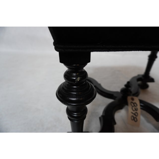 19th Century William & Mary Style Footstool With a Black Velvet Upholstered Seat For Sale - Image 15 of 16
