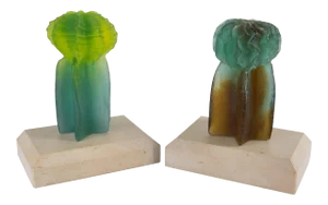 French Daum Nancy Pate De Verre Cactus Bookends by Joseph Hilton McConnico