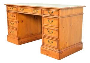 Sligh Furniture Georgian Carved Pine Leather Top Executive Desk, Circa 1960s