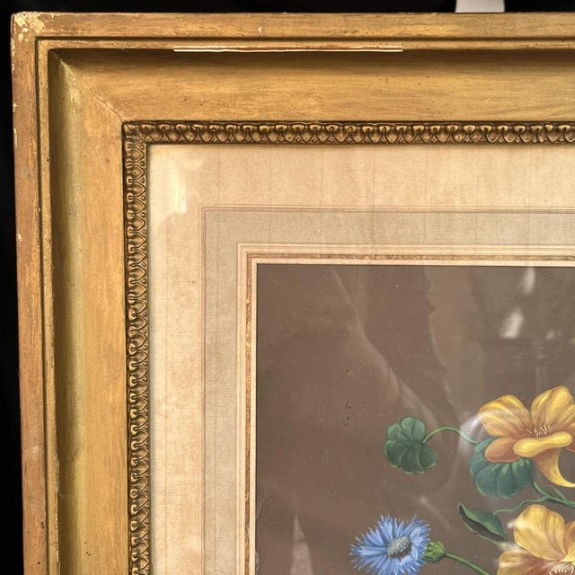 Still Life Bouquet of Flowers, Gouache on Paper, 1830s For Sale - Image 13 of 18