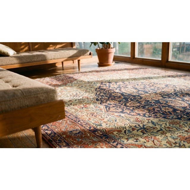 1930s Medallion Traditional Antique Persian Sarouk Farahan Rug 4'5" X 6'10" Handknotted Wool Carpet For Sale - Image 9 of 10