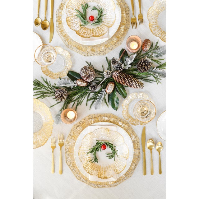 VIETRI Rufolo Glass Gold Small Shallow Bowl For Sale - Image 9 of 13