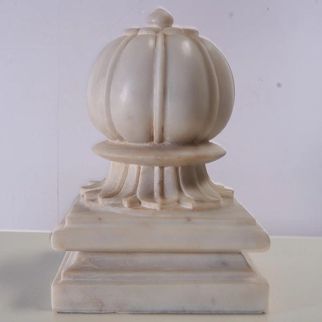Carved Agra Style Marble Bookends or Paper Weight, Set of 2 For Sale - Image 4 of 8
