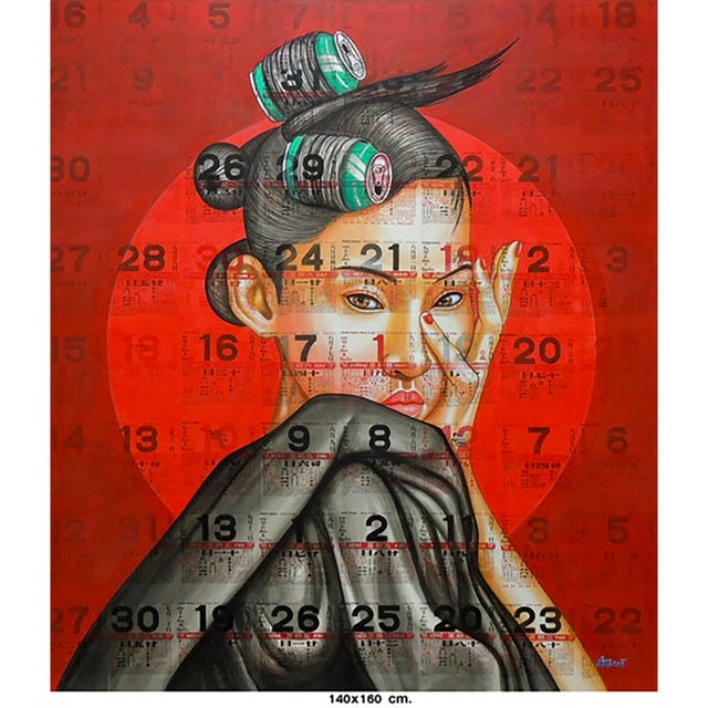 This beautiful colourful painting is hand-painted. The material is comic book paper on canvas and acrylic paint. This...