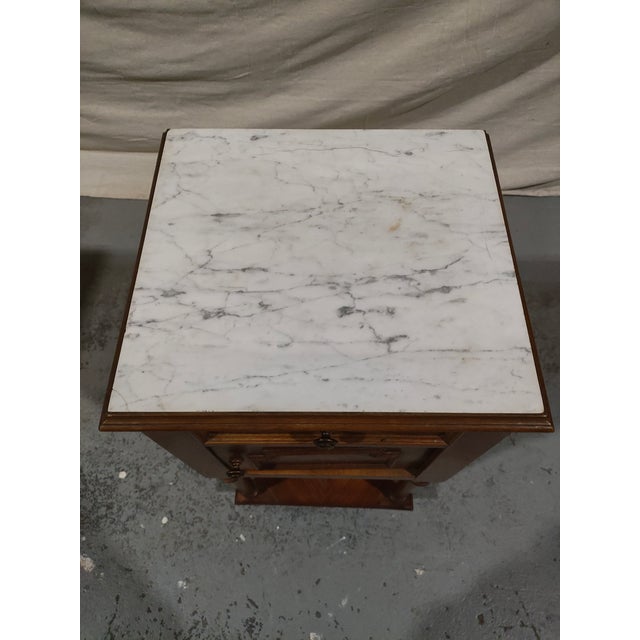Pair of 19th Century French Louis XVI Marble-Top Chevet Bedside Cabinets, Circa 1880 For Sale - Image 4 of 18