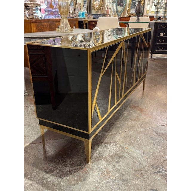 Modern Italian Black Lacquered and Brass Italian Sideboard For Sale In Dallas - Image 6 of 6