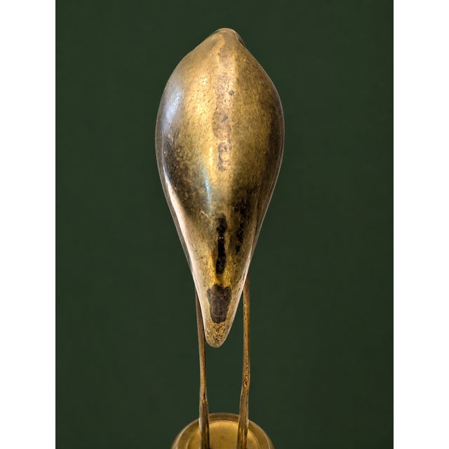 Metal Vintage Handcrafted Brass Crane Sculpture, Mid-Century Modern Hollow Brass Heron Statue For Sale - Image 7 of 8