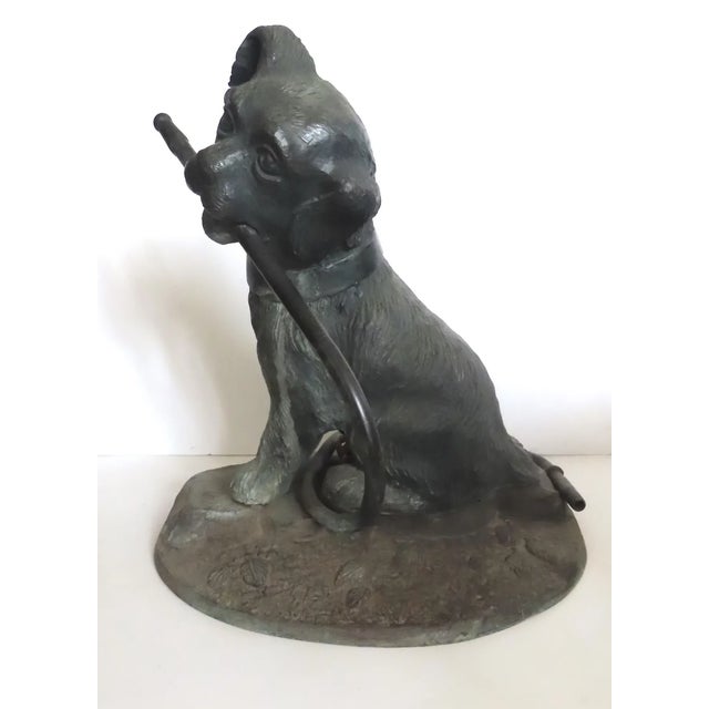 Vintage Bronze Dog Sculpture Water Fountain Hose For Sale - Image 10 of 12