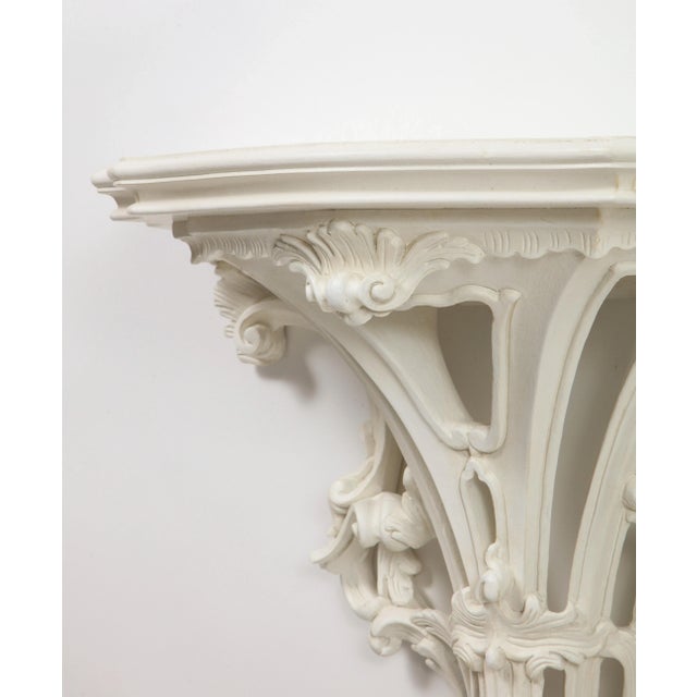 Paint A Pair of Large White-Gessoed Louis XV Style Wall Brackets For Sale - Image 7 of 11