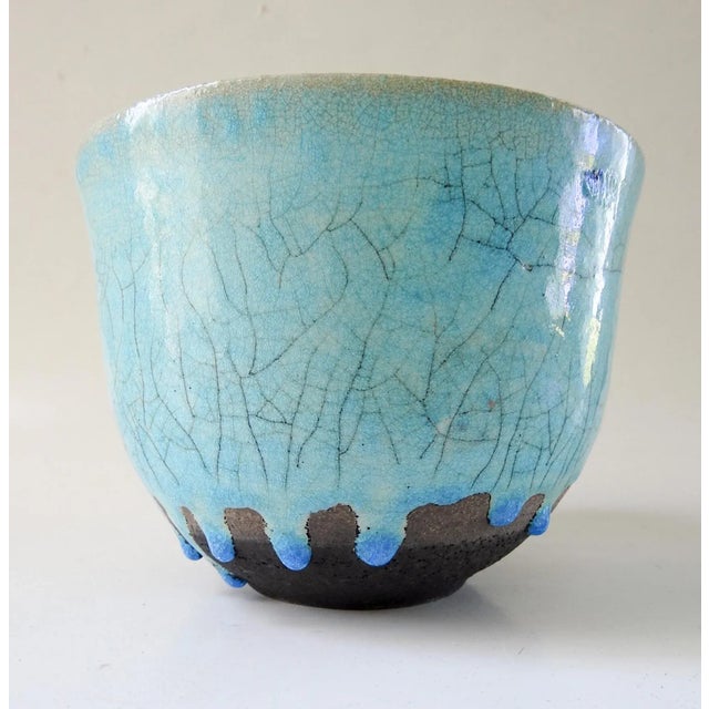 Turquoise Nancy Pawel Turquoise Raku Bowl For Sale - Image 8 of 9