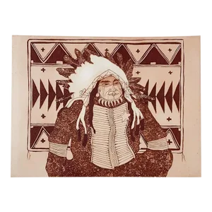 1980 Kevin Red Star Native American Crow Res Cop I Sepia Tone Etching
