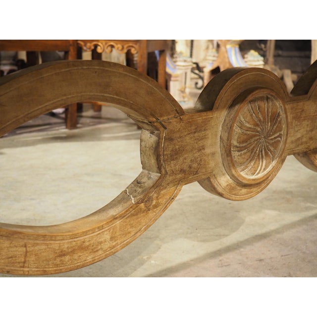 Early 1900’s French Dining Table With Shaped Trestle Supports and Cartouche Carvings For Sale - Image 14 of 18