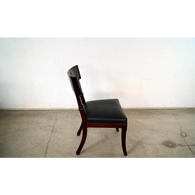 Wood Hollywood Regency Leather Klismos Side Chair by Mirak For Sale - Image 7 of 12