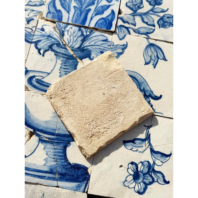 Antique 18th Century Portuguese Baroque Blue & White Floral Tile Panel For Sale - Image 15 of 15
