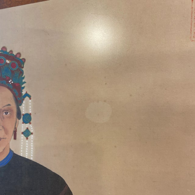 Early 20th Century Framed Asian Ancestral Painting on Silk For Sale - Image 9 of 12