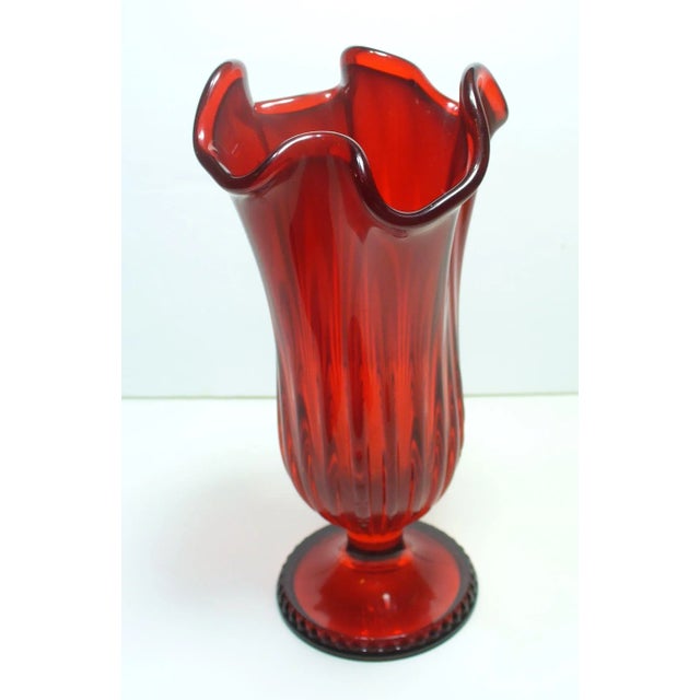 Red Mid 20th Century Red Art Glass Deco Vase For Sale - Image 8 of 9