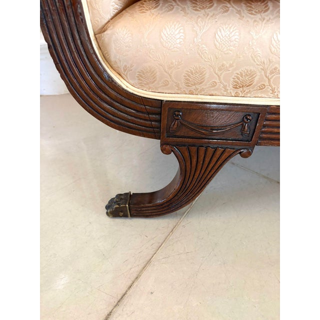 Cream Antique Victorian Regency Style Mahogany Carved Sofa, 1880 For Sale - Image 8 of 15