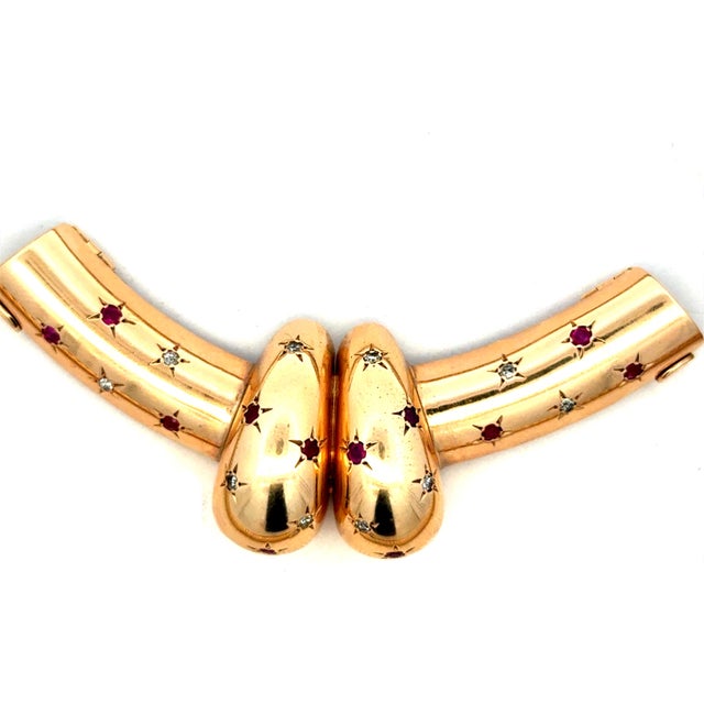 1940s Retro 14k Gold Ruby & Diamond Convertible Snake Necklace For Sale - Image 12 of 16