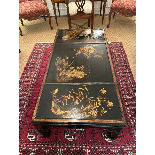 Chinoiserie Black & Gold Lacquer Coffee Table For Sale - Image 14 of 15