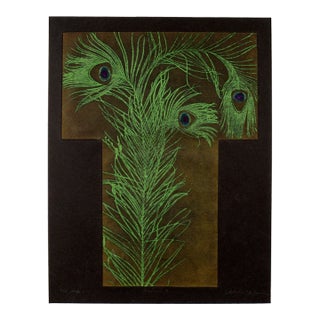 Kimono With Peacock Feathers Lithograph by Patricia A. Pearce For Sale