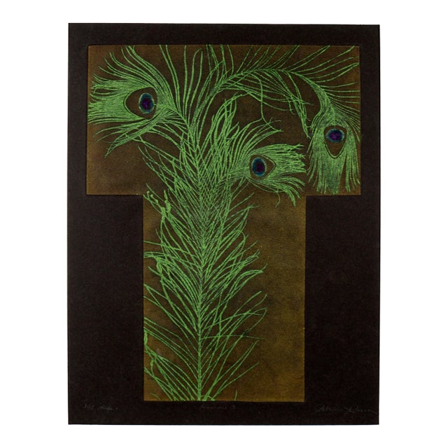 Kimono With Peacock Feathers Lithograph by Patricia A. Pearce For Sale