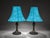 Mid 20th Century Matching Pair of Blue Shade Table Lamps With Bronze Tone Bases For Sale In Miami - Image 6 of 6