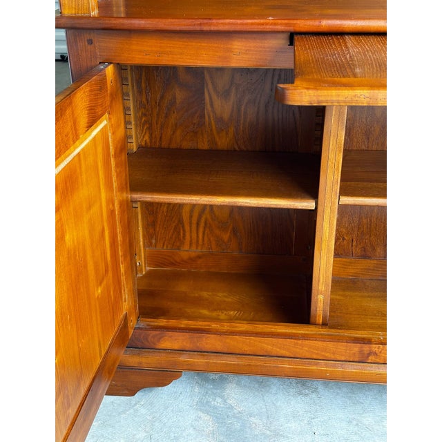 20th Century Cherry Wood Bookcase with Sliding Writing Surface, 1920s For Sale - Image 9 of 18