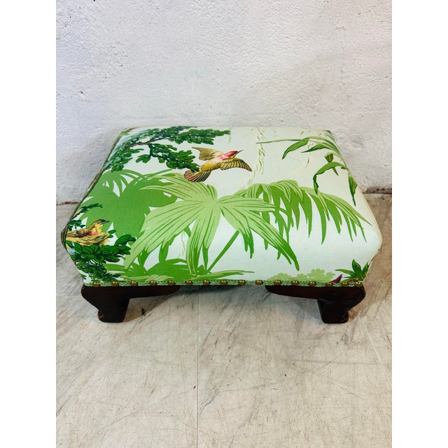 Antique Footstool Reupholstered For Sale - Image 4 of 5