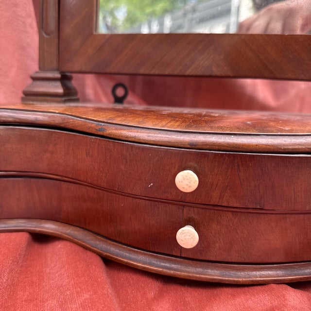 Biedermeier Swiveling Table Mirror with Carved Top For Sale - Image 4 of 18