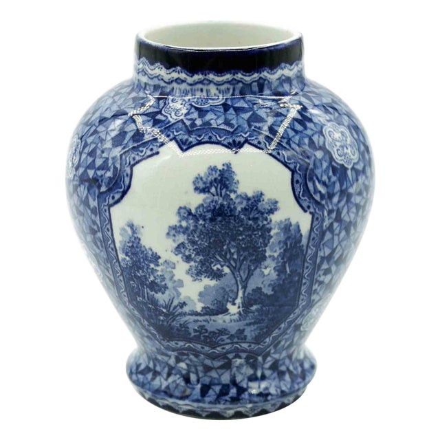 Porcelain Blue Vase by Franz Anton Mehlem, 19th Century For Sale