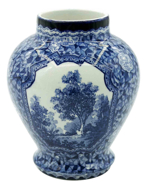 Porcelain Blue Vase by Franz Anton Mehlem, 19th Century