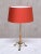 Mid-Century Modern Edvard Hagman Table Lamp in Brass, Elm and Vermillion Shade, Sweden, 1940s For Sale - Image 3 of 12