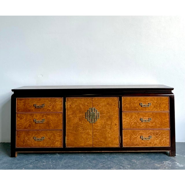 Century Furniture Vintage Regency Century Chin Hua Burl Pagoda Dresser For Sale - Image 4 of 12