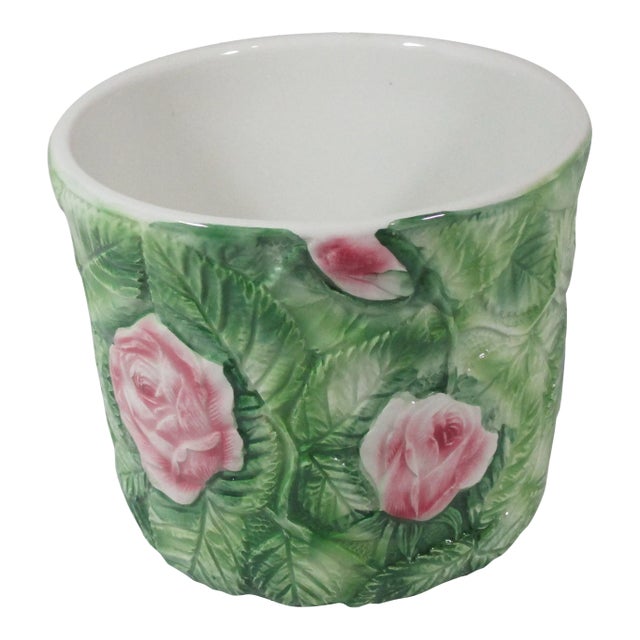 1980s Italian Rose Cachepot For Sale