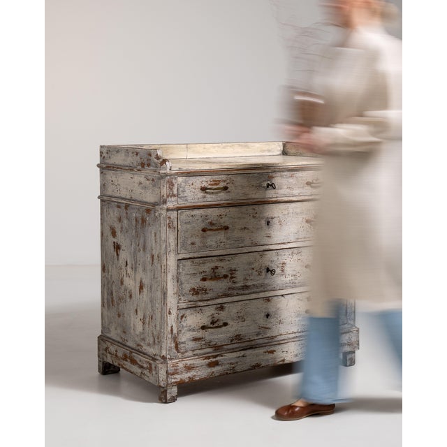 White Shabby Chic Chest of Drawers, Antique, France, 19th Century For Sale - Image 8 of 15