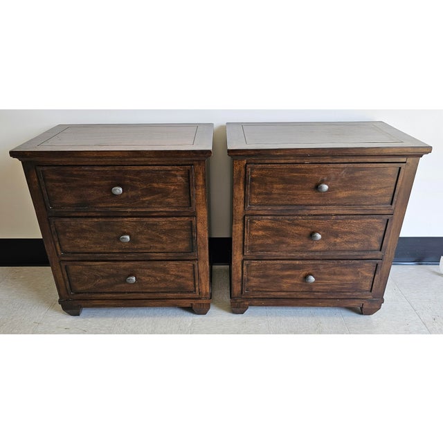 American Pair Ethan Allen Reeves Collection Bedside Chests Nightstands For Sale - Image 3 of 12