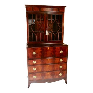 1930s Mahogany 2 Piece Secretary Made by Charak For Sale