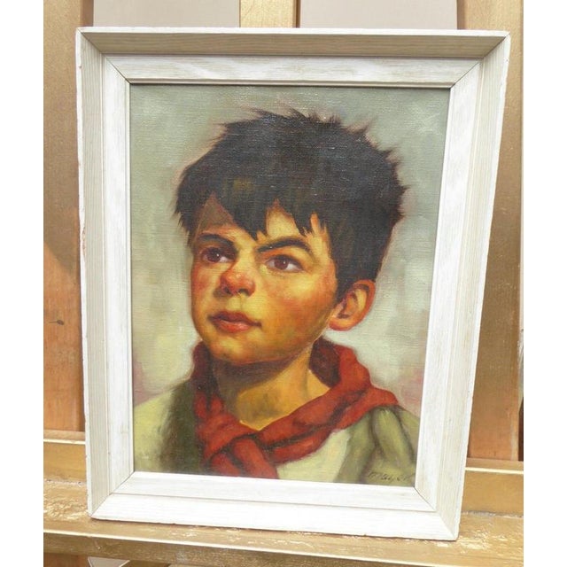 Fine Vintage Figurative Oil on Canvas Portrait by Ruth Mayer, circa 1980 Material: Oil on Canvas, Wood A characterful late...