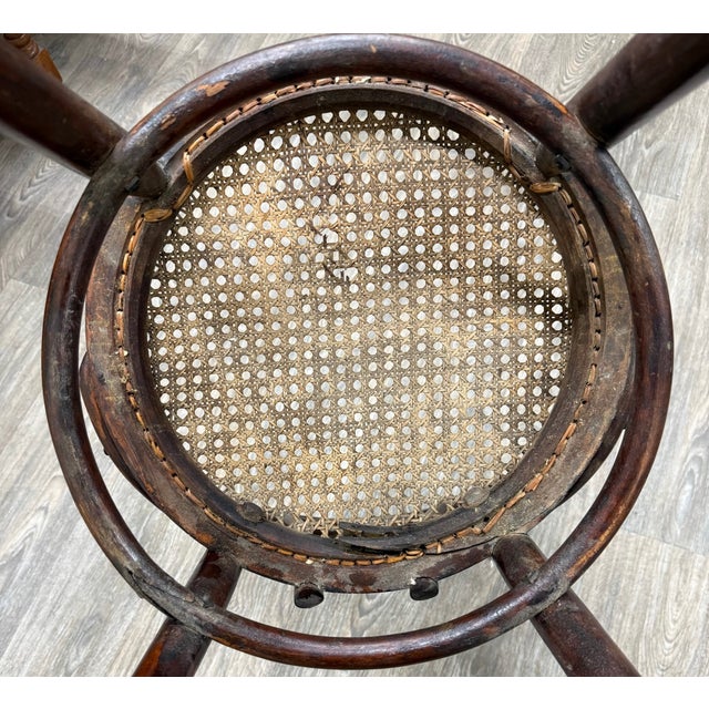 Wood Antique Thonet Style Bentwood Caned Seat Dining Chairs - Set of 4 For Sale - Image 7 of 12