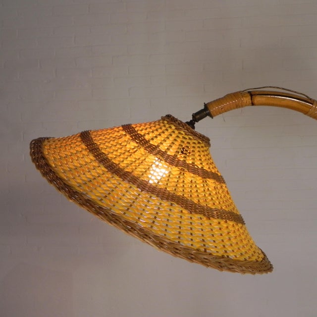 Vintage Standing Bamboo Lamp, 1950s For Sale - Image 9 of 18