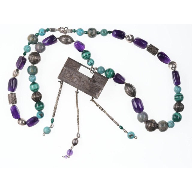 Antique Chinese silver Later beaded necklace. Necklaced last purchased in the last quarter of the 20th century composed of...