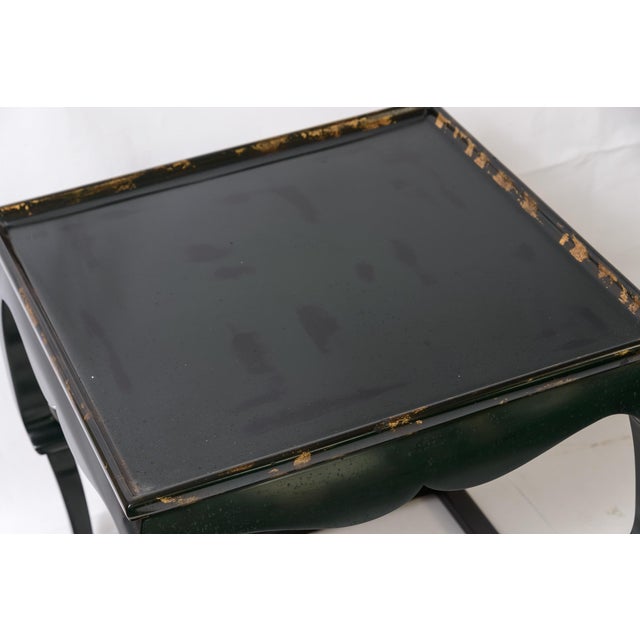 Pair Late 20th Century Chinoiserie Lacquered and Parcel Gilt Accent Table For Sale - Image 11 of 14